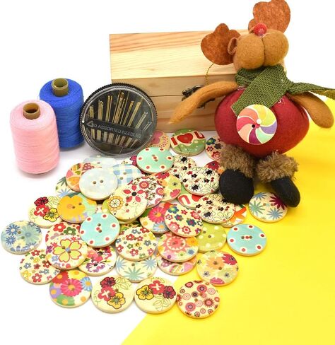 200 Pcs Vintage Round Wooden Buttons with 2 Holes for DIY Sewing Crafts Scrapbooking Random Color (Vintage 20mm) in Saudi Arabia
