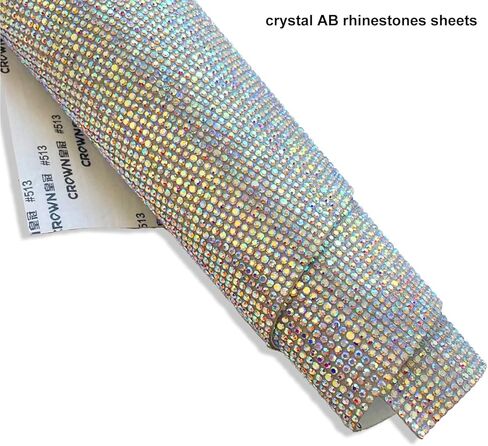 Yantuo 9.45x15.75 بوصة كريستال AB أوراق حجر الراين ذاتية اللصق، ملصق أحجار كريمة مقطوعة بالألماس اللامع لتزيين المنزل والأحذية والفساتين والسيارة والمنزل وإطار الصورة (كريستال AB) in Kuwait