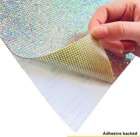 Yantuo 9.45x15.75 بوصة كريستال AB أوراق حجر الراين ذاتية اللصق، ملصق أحجار كريمة مقطوعة بالألماس اللامع لتزيين المنزل والأحذية والفساتين والسيارة والمنزل وإطار الصورة (كريستال AB) in Kuwait