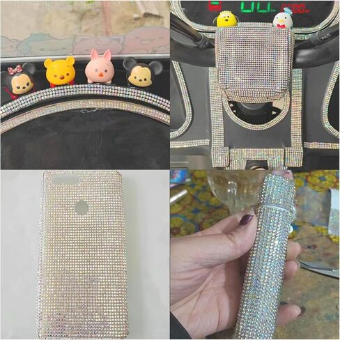 Yantuo 9.45x15.75 بوصة كريستال AB أوراق حجر الراين ذاتية اللصق، ملصق أحجار كريمة مقطوعة بالألماس اللامع لتزيين المنزل والأحذية والفساتين والسيارة والمنزل وإطار الصورة (كريستال AB) in Kuwait