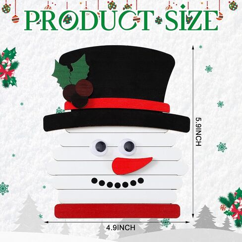 Barydat 12 Pack 5.9 Inch Christmas Snowman Stick Ornament Craft Kit Bulk DIY Wooden Sticks Art Ornament Crafts Kit Creative Fun Christmas Crafts for Kids for Classroom Home Winter Theme Party Favors in Saudi Arabia