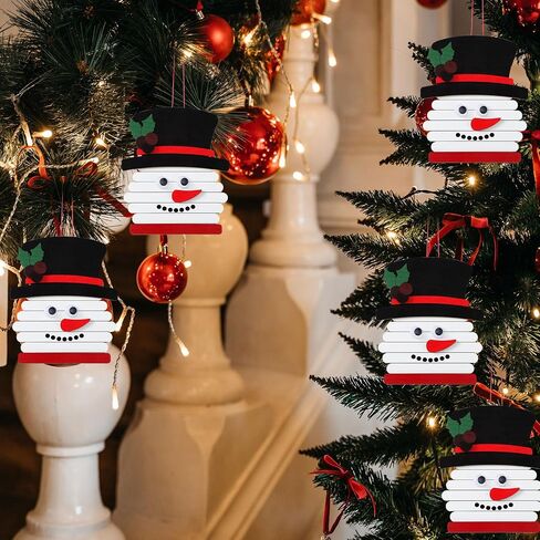 Barydat 12 Pack 5.9 Inch Christmas Snowman Stick Ornament Craft Kit Bulk DIY Wooden Sticks Art Ornament Crafts Kit Creative Fun Christmas Crafts for Kids for Classroom Home Winter Theme Party Favors in Saudi Arabia