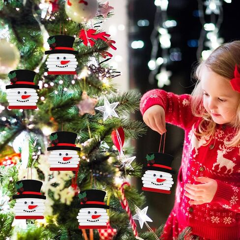 Barydat 12 Pack 5.9 Inch Christmas Snowman Stick Ornament Craft Kit Bulk DIY Wooden Sticks Art Ornament Crafts Kit Creative Fun Christmas Crafts for Kids for Classroom Home Winter Theme Party Favors in Saudi Arabia