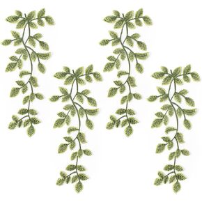 Framendino, 2 Pack Green Forest Leaves Vine Patches Leaf Pattern Appliques Lace Trims Embroidery for DIY Cloth Decoration Costume Craft
