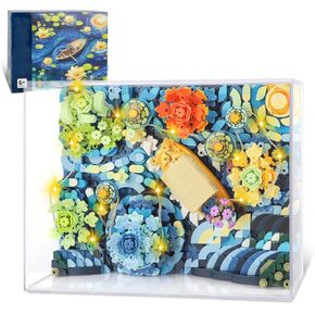 مكعبات بناء صغيرة من آيدياز ذا ستاري نايت فلاورز للبالغين، مجموعة بناء فنسنت فان جوخ مع الإضاءة، غير متوافقة مع ليغو، عرض فني لديكور المنزل، ألعاب هدايا إبداعية للأطفال (922 قطعة) in Kuwait