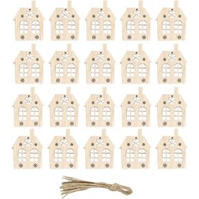 PRETYZOOM Christmas Unfinished Wooden DIY Slices Craft Christmas Tree Hanging Wood Craft Wood Cutouts Embellishments for Xmas Tree Hanging Ornament 20pcs (Candle)
