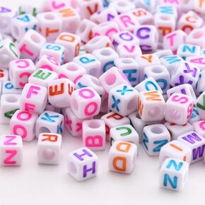 ToBeIT Acrylic Alphabet Letter A-Z Cube Beads 1000 pcs for Jewelry Making, Bracelets, Necklaces(6mm) (Black)