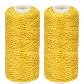 uxcell Leather Sewing Threads 55 Yards 150D/1mm Polyester Waxed Cord for Manual Sewing (Dark Orange, 2pcs)