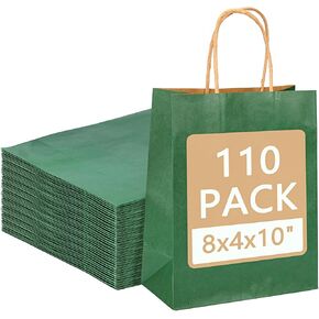 Moretoes 110pcs Paper Gift Bags Black Paper Bags with Handles, 8x4x10 Inch Medium Sizes Gift Bags Bulk, Paper Bags for Small Business, Shopping Bags, Retail Bags, Party Bags, Favor Bags