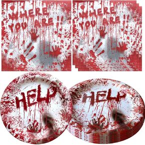 لوازم حفلات الهالوين الدموية، 20 طبق و20 منديل، لتزيين حفلات الهالوين المخيفة in Kuwait