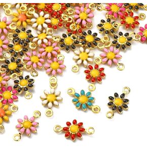 Airssory 40 Pcs 10 Style Purple Flower Theme Enamel Alloy Charms Mixed Shaped Floral Daisy Rose Cherry Blossom Frangipani Charms for DIY Jewelry Accessory in Kuwait