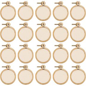 EXCEART Mini Embroidery Hoop Wooden Mini Crossing Hoop Round Mini Ring Embroidery Circle for DIY Crafts Pendant Jewelry Making Accessories 20 Set