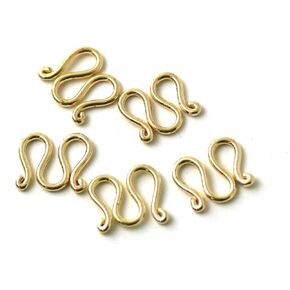 LynnAround Clasp, Double S-Hook, Bronze - Yellow Gold Color, Size 15x12 mm, Pack of 5 pcs, Necklace's Clasp Spare Part Jewelry
