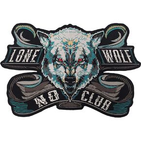 nuttui Lone Wolf No Club Large Embroidered Motorcycle Jacket & Biker Vest Back Patch in Kuwait