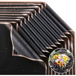20 ورقة 10 ألوان بحافة ذهبية من ورق تغليف الزهور DIY Crafts Fresh Bouquet Wrap Gift Box مواد التعبئة والتغليف لوازم الزهور، تغليف زهور مقاوم للماء، 22.8 × 22.8 بوصة
