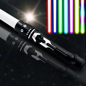 لعبة YUN.arbor Lightsabers، 7 ألوان، 2 في 1 سيوف مبارزة RGB بشفرة مزدوجة مع وضع كتم صوت FX لمحبي الأفلام التنكرية وهدية عيد الميلاد in Kuwait