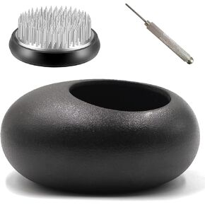 Alimtee Japanese Ikebana Vase Kit Flower Frog Japanese Flower Arranging Supplies Flower Container and 4 Floral Frog Kenzans - 1.4inch and 0.9inch Dia, Bowl Vase (Ikebana Vase - Hammering Pattern) in Kuwait