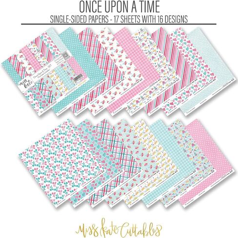 Die Cuts & Paper Set – Once Upon A Time – for Castle Princess Disneyland Disney World Fairytale - 16 Single-Sided 12"x12" Sheets & Over 30 Coordinating Die Cuts - Scrapbook - by Miss Kate Cuttables in Saudi Arabia