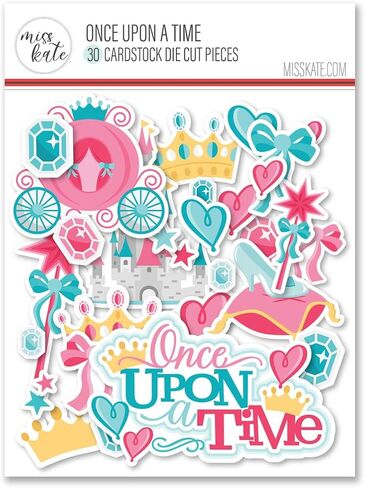 Die Cuts & Paper Set – Once Upon A Time – for Castle Princess Disneyland Disney World Fairytale - 16 Single-Sided 12"x12" Sheets & Over 30 Coordinating Die Cuts - Scrapbook - by Miss Kate Cuttables in Saudi Arabia