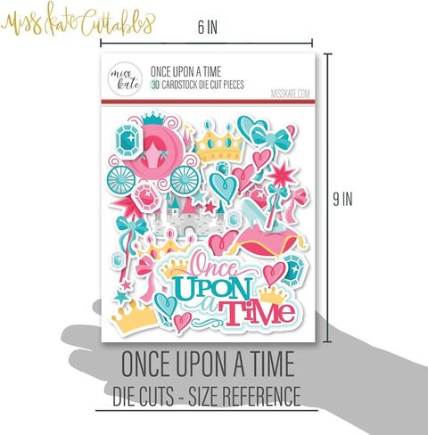 Die Cuts & Paper Set – Once Upon A Time – for Castle Princess Disneyland Disney World Fairytale - 16 Single-Sided 12"x12" Sheets & Over 30 Coordinating Die Cuts - Scrapbook - by Miss Kate Cuttables in Saudi Arabia