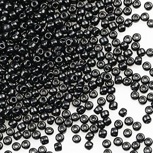 خرز بذور فضفاضة بلون أسود غير شفاف من BALABEAD حوالي 4000 قطعة في صندوق 8/0 خرز بذور حرفية زجاجية لصنع المجوهرات، فتحة 0.7 مم (أسود) in Kuwait