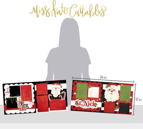 Two Printed Layouts - Ho Ho Ho & St. Nick - 2-2 Page 12"x12" Kits & Bonus: 2 Duplicate 6"x6" Layouts - 80lb Specialty Paper - Exclusive Christmas Designs - by Miss Kate Cuttables in Saudi Arabia