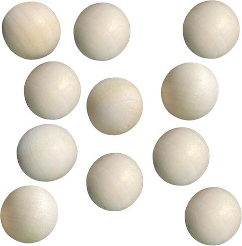 كرات خشبية مستديرة مقاس 2.54 سم، 50 قطعة من الكرات الخشبية المستديرة غير المكتملة، كرات خشبية صغيرة، للمشروعات اليدوية اليدوية وأنوف القزم in Kuwait