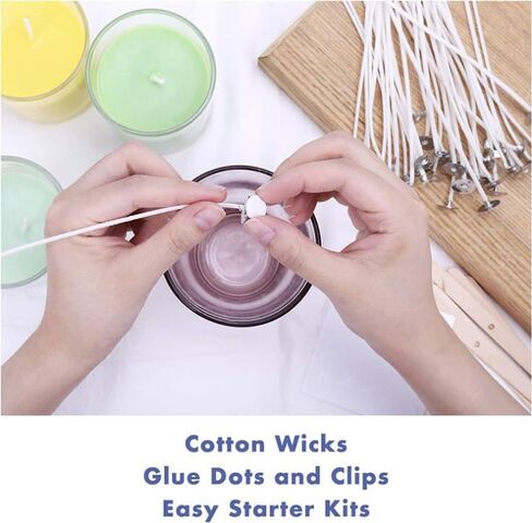60 PCS Cotton Candle Wicks with Wick Stickers for DIY Candle Making, 4" + 6" + 8" in Kuwait