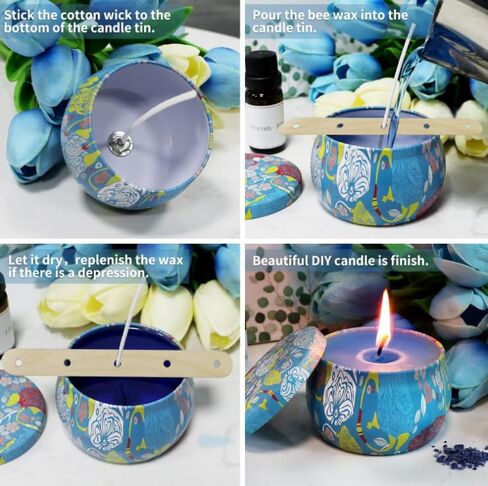 60 PCS Cotton Candle Wicks with Wick Stickers for DIY Candle Making, 4" + 6" + 8" in Kuwait