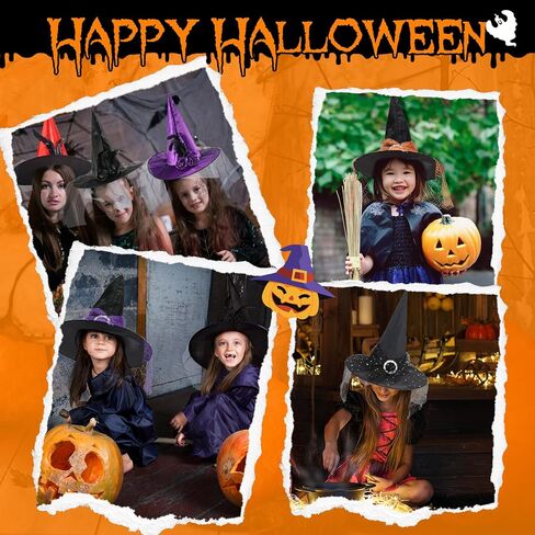 Zando Kids Witch Hat for Women Lace Girls Halloween Witches Hat for Decoration Witch Costume for Halloween Cosplay Party in Saudi Arabia