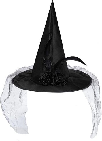 Zando Kids Witch Hat for Women Lace Girls Halloween Witches Hat for Decoration Witch Costume for Halloween Cosplay Party in Saudi Arabia