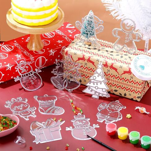 Capoda 36 Sets Christmas Suncatchers Ornaments Decorations DIY Window Paint Art Suncatchers Santa Snowman Reindeer Sun Catchers Christmas Crafts for Kids Classroom Activities Art Project in Kuwait