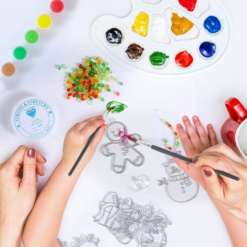 Capoda 36 Sets Christmas Suncatchers Ornaments Decorations DIY Window Paint Art Suncatchers Santa Snowman Reindeer Sun Catchers Christmas Crafts for Kids Classroom Activities Art Project in Kuwait