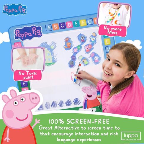 Kids Toys Water Doodle Mat - Peppa Pig 39.37 X 39.30 Inches Reusable Large Painting Writing Color Doodle Mat Drawing Board, Toddler Educational Toys for Age 3 and Up Year Old Girls & Boys in Saudi Arabia