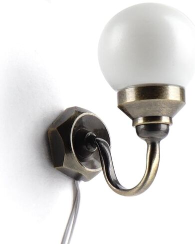 1:12 مقياس دمية 12 فولت الجدار الشمعدان، قاعدة معدنية الزجاج الظل مع المكونات in Kuwait