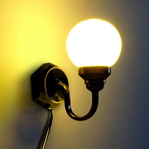 1:12 مقياس دمية 12 فولت الجدار الشمعدان، قاعدة معدنية الزجاج الظل مع المكونات in Kuwait