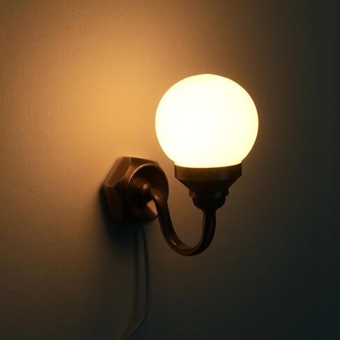 1:12 مقياس دمية 12 فولت الجدار الشمعدان، قاعدة معدنية الزجاج الظل مع المكونات in Kuwait