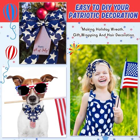 2 Rolls 20 Yard Star Blue Wired Edge Ribbon Patriotic Ribbon 2.5 Inch 4th of July Ribbon Beige Navy Blue DIY Crafts Ribbon for Party Decorations Wreaths Bow in Saudi Arabia