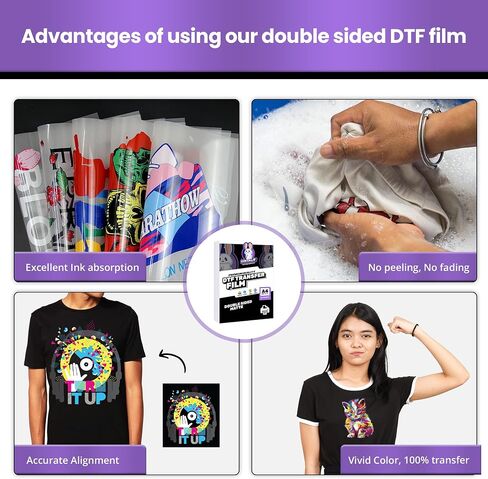 Vintalie Premium DTF Transfer Film – A4 (8.5" x 11")50 Sheets Double Sided Matte DTF film for sublimation, Heat Transfer Paper for light and dark fabrics,Direct to Film printing for Inkjet printers in Saudi Arabia