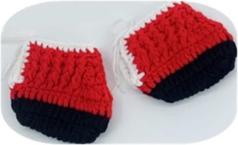 دعائم التصوير الفوتوغرافي للاطفال حديثي الولادة بتصميم سانتا كلوز مصنوعة يدويا من الكروشيه مع قبعة وتنورة وحذاء ودعائم التصوير للفتيات الصغيرات in Kuwait