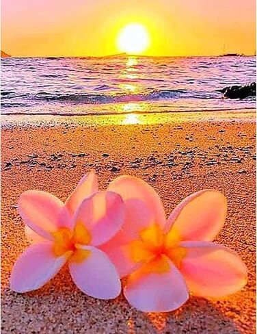 CEOVR Diamond Painting Flowers Kits, 5D Flowers Diamond Painting Kits for Adults Beginner, 5D Diamond Art Flowers Kits Adults, Diamond Picture Gem Arts Painting（Flowers by The Sea） 12x16 in for Decor in Saudi Arabia