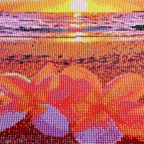 CEOVR Diamond Painting Flowers Kits, 5D Flowers Diamond Painting Kits for Adults Beginner, 5D Diamond Art Flowers Kits Adults, Diamond Picture Gem Arts Painting（Flowers by The Sea） 12x16 in for Decor in Saudi Arabia