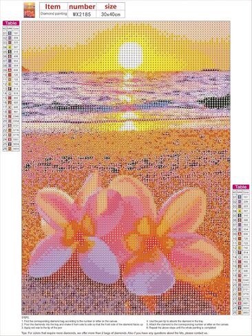 CEOVR Diamond Painting Flowers Kits, 5D Flowers Diamond Painting Kits for Adults Beginner, 5D Diamond Art Flowers Kits Adults, Diamond Picture Gem Arts Painting（Flowers by The Sea） 12x16 in for Decor in Saudi Arabia
