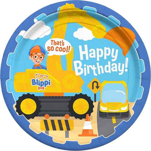 لوحات Blippi Excavator المرخصة رسميًا من Treasures Gifted 16ct - 9in Blippi Party Plates - لوازم حفلات أعياد الميلاد Blippi - أطباق ورقية Blippi - أطباق Blippi - لوازم حفلات Blippi in Saudi Arabia