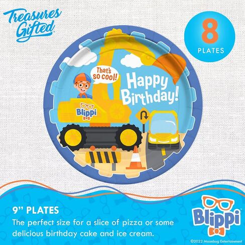 لوحات Blippi Excavator المرخصة رسميًا من Treasures Gifted 16ct - 9in Blippi Party Plates - لوازم حفلات أعياد الميلاد Blippi - أطباق ورقية Blippi - أطباق Blippi - لوازم حفلات Blippi in Saudi Arabia