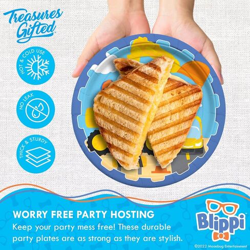 لوحات Blippi Excavator المرخصة رسميًا من Treasures Gifted 16ct - 9in Blippi Party Plates - لوازم حفلات أعياد الميلاد Blippi - أطباق ورقية Blippi - أطباق Blippi - لوازم حفلات Blippi in Saudi Arabia