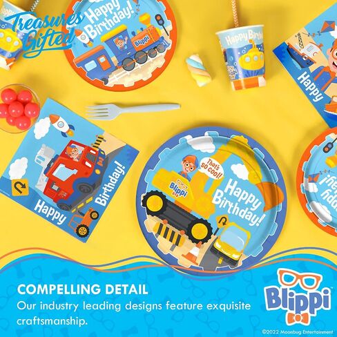 لوحات Blippi Excavator المرخصة رسميًا من Treasures Gifted 16ct - 9in Blippi Party Plates - لوازم حفلات أعياد الميلاد Blippi - أطباق ورقية Blippi - أطباق Blippi - لوازم حفلات Blippi in Saudi Arabia