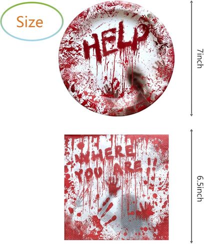 لوازم حفلات الهالوين الدموية، 20 طبق و20 منديل، لتزيين حفلات الهالوين المخيفة in Kuwait