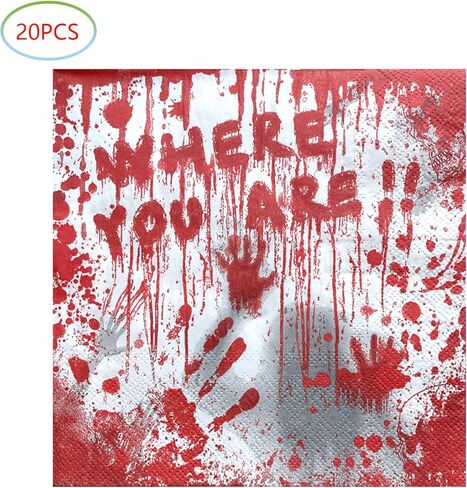 لوازم حفلات الهالوين الدموية، 20 طبق و20 منديل، لتزيين حفلات الهالوين المخيفة in Kuwait