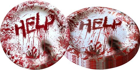 لوازم حفلات الهالوين الدموية، 20 طبق و20 منديل، لتزيين حفلات الهالوين المخيفة in Kuwait